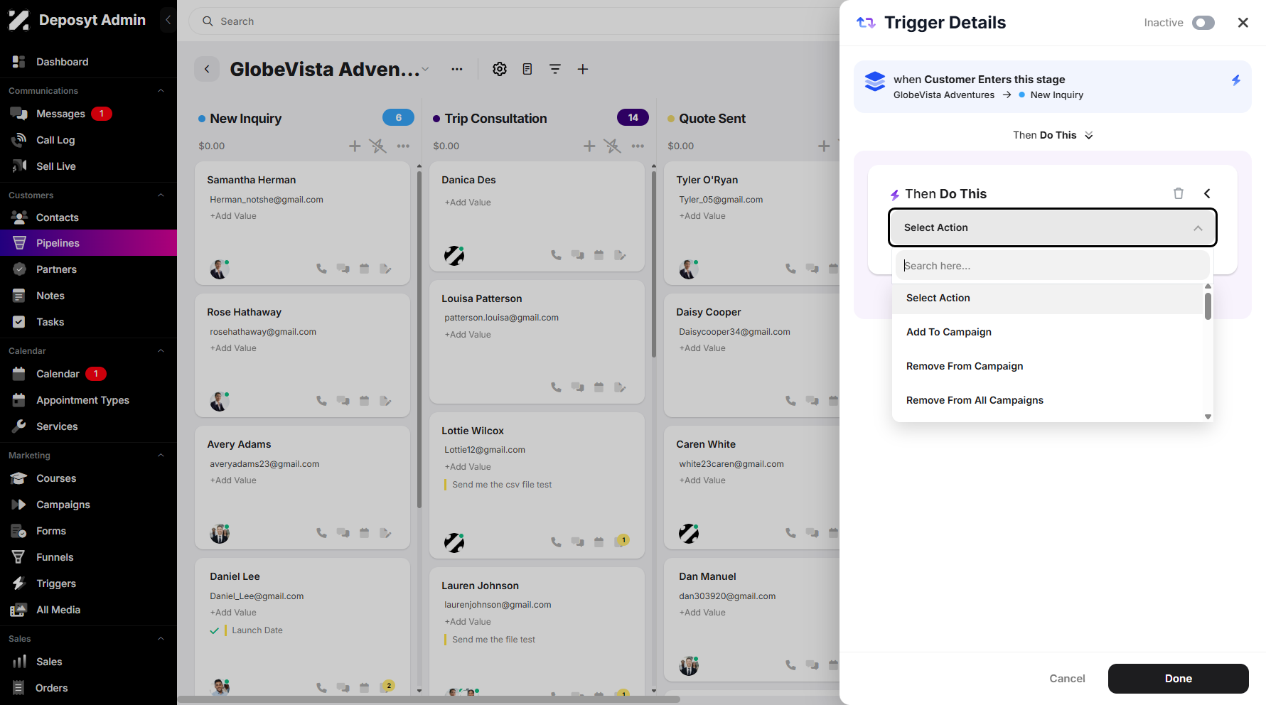 Step 12: You can now select an action for Then Do This by clicking the Select Action dropdown menu.