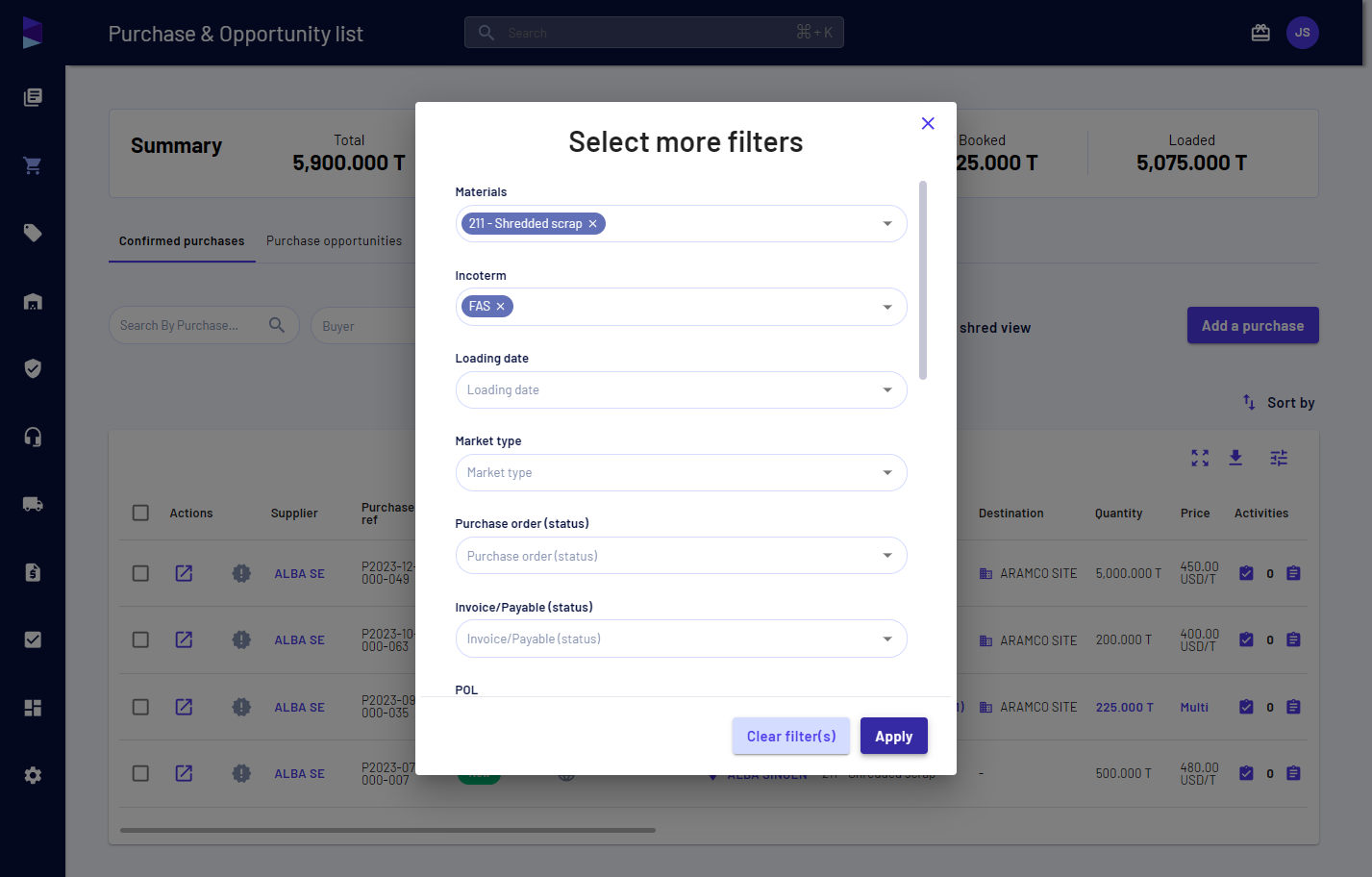 Select the filter and click on 'Apply'