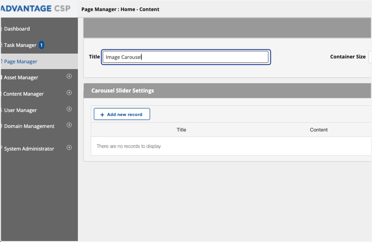 Name Your Widget "Image Carousel". To help organize your content and modules, its good practice to name your module.