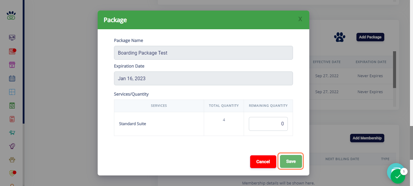Click on Save to finalize edits.
