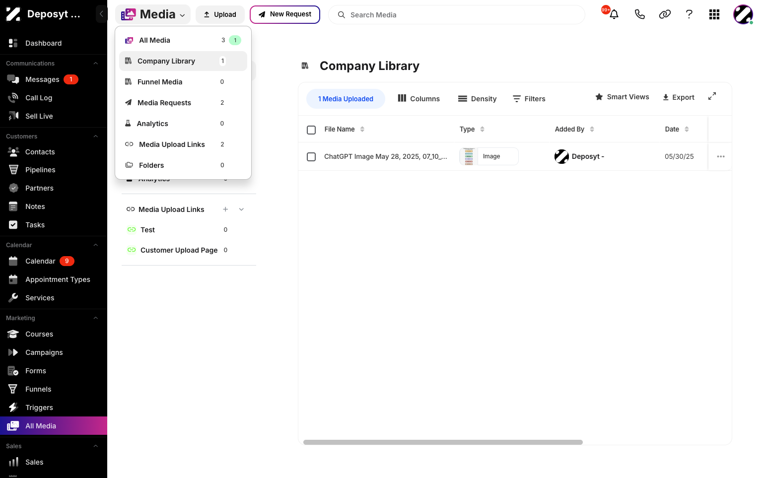 Step 4: You can also click the title to open the dropdown menu, then select Company Library to access the section.