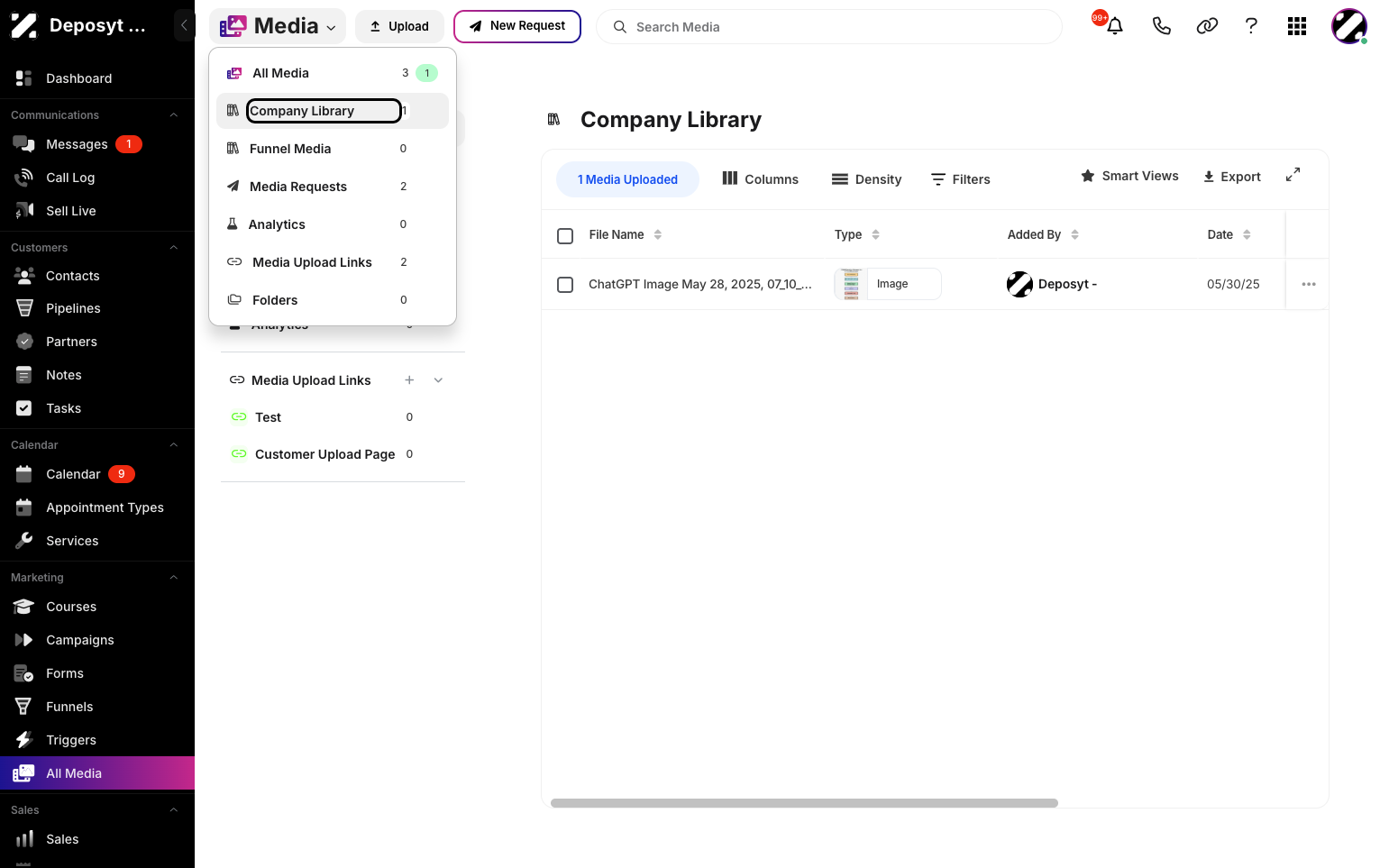 Step 4: You can also click the title to open the dropdown menu, then select Company Library to access the section.