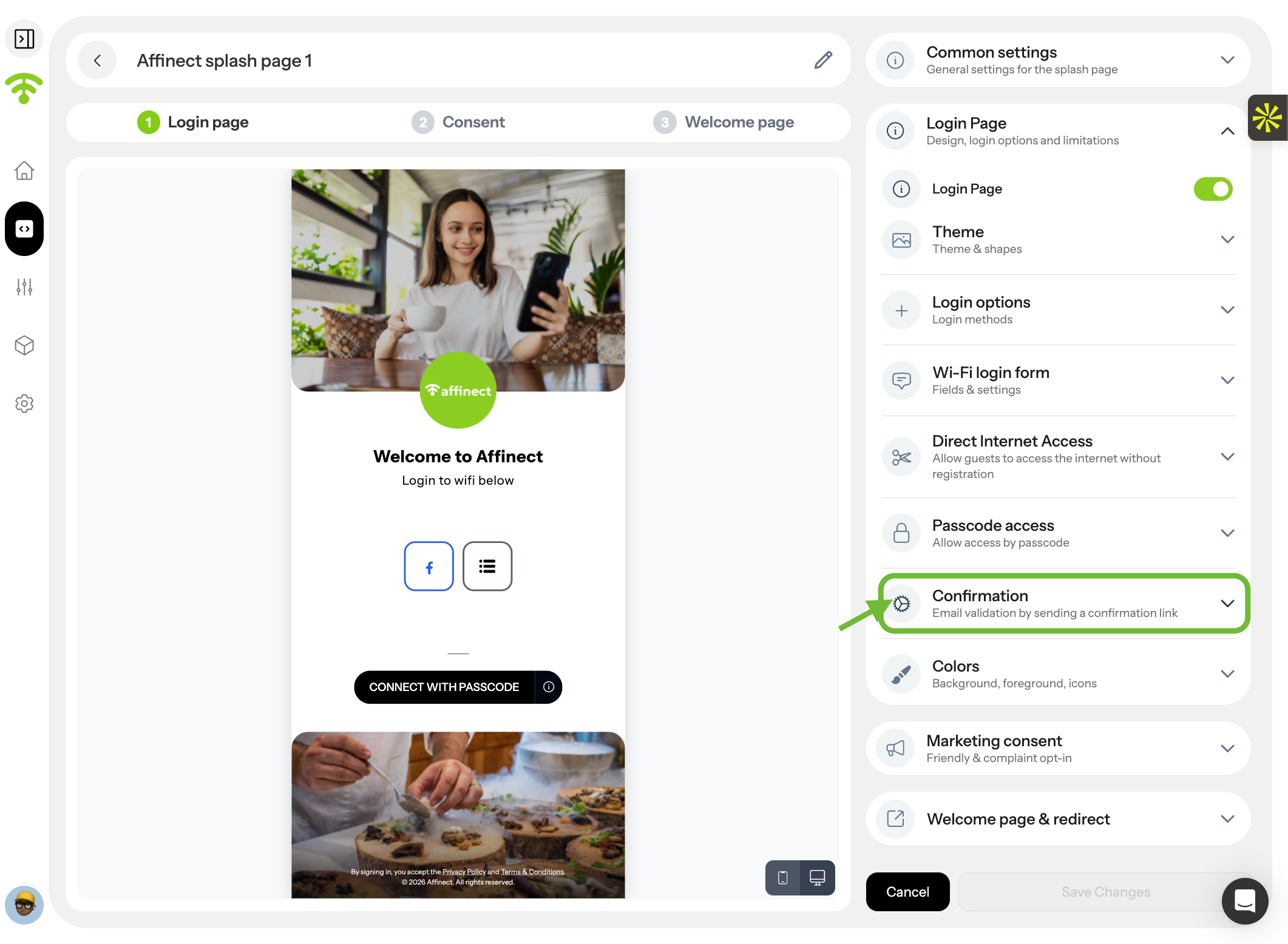Go to Login Page Settings