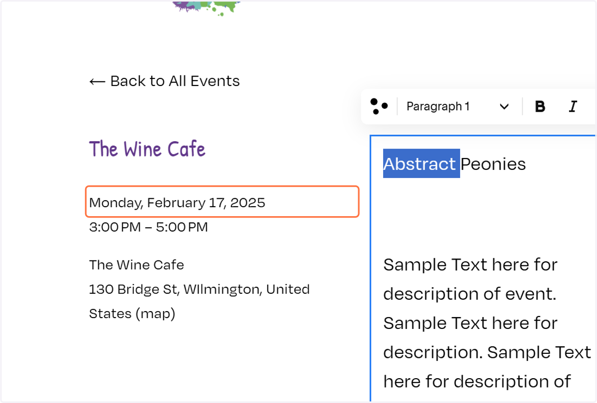 Click on Back to All Events…