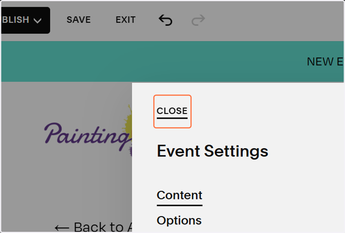 Click on CLOSE