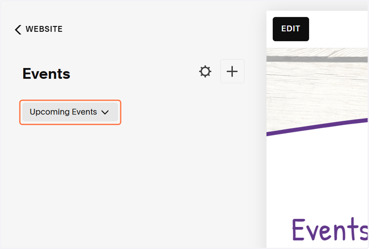 Click on Upcoming Events