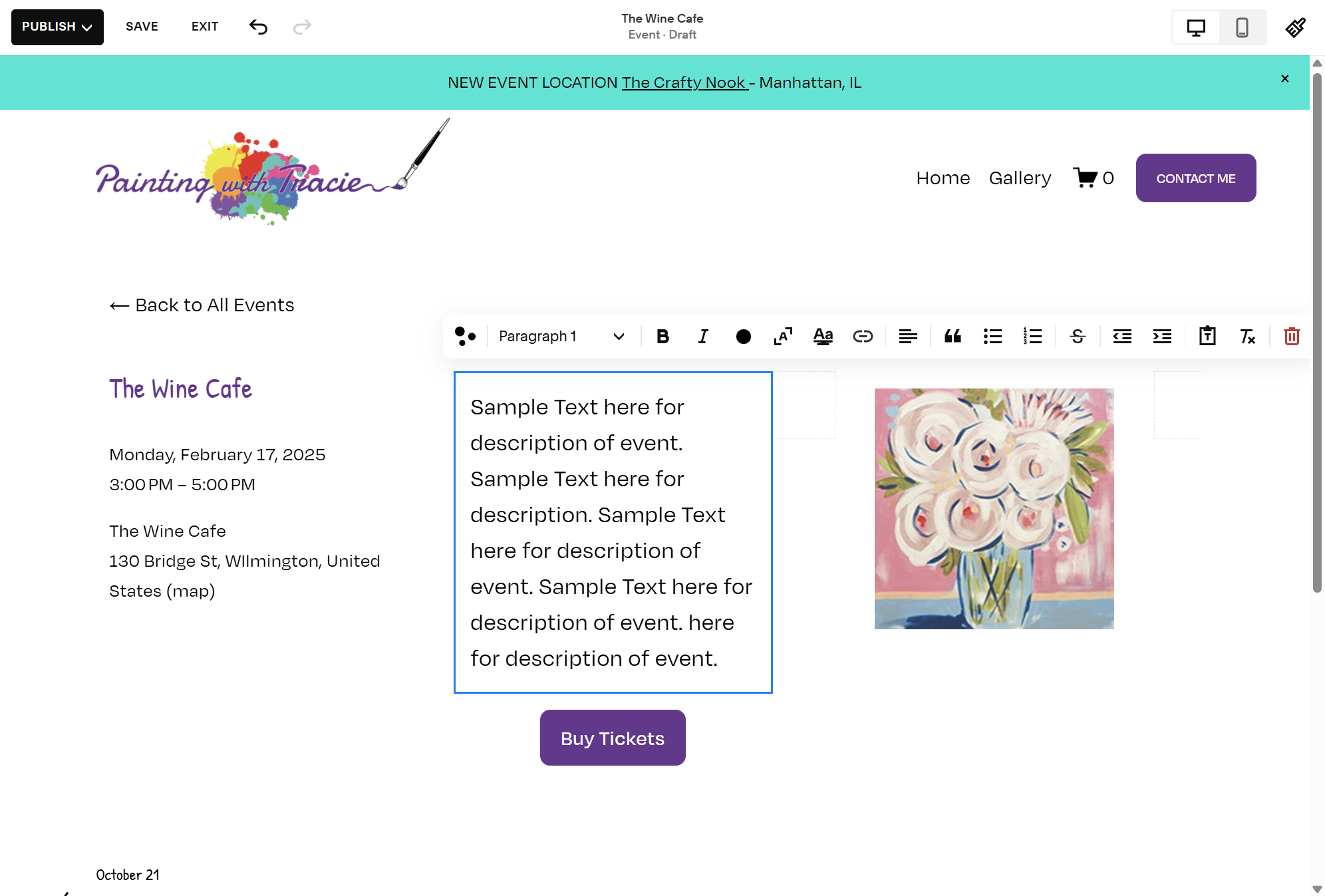 Click on Back to All Events…