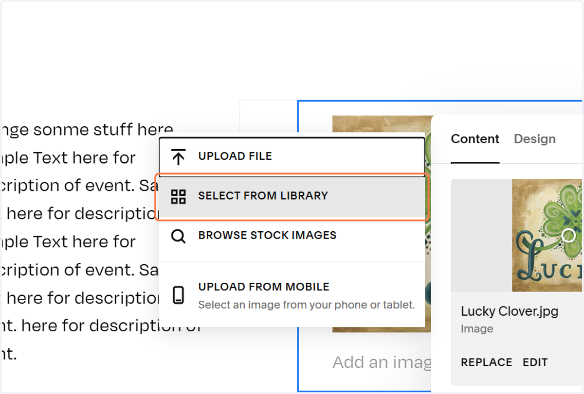 Click on SELECT FROM LIBRARY