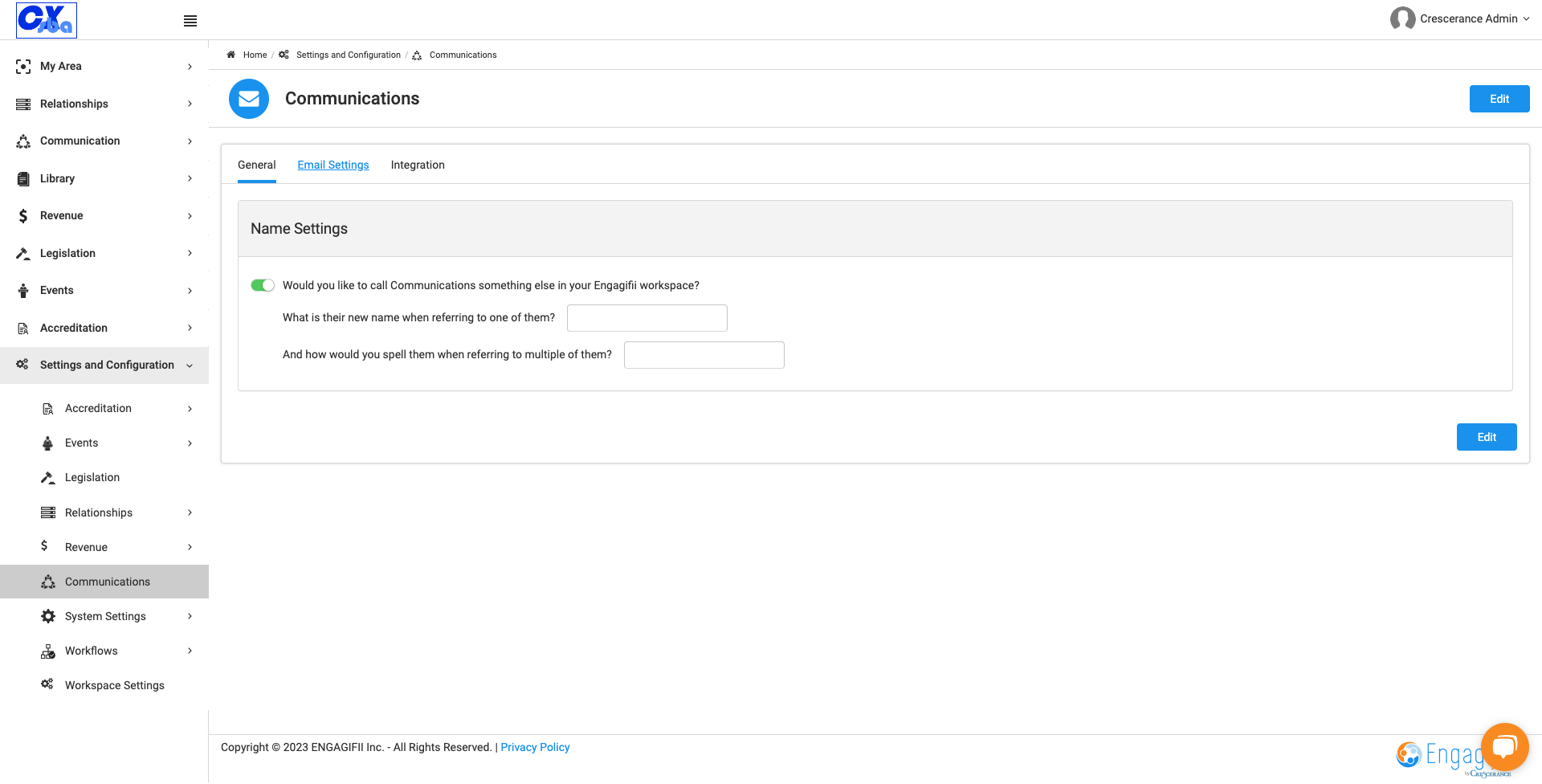 Click on Email Settings