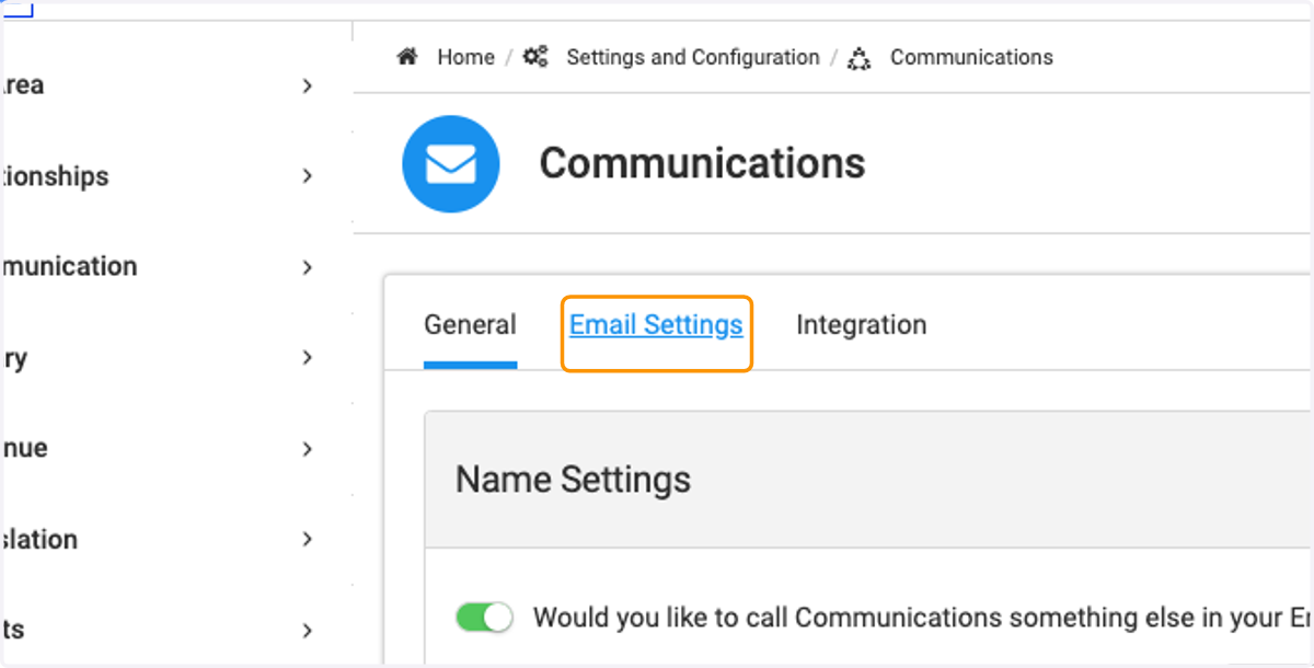 Click on Email Settings