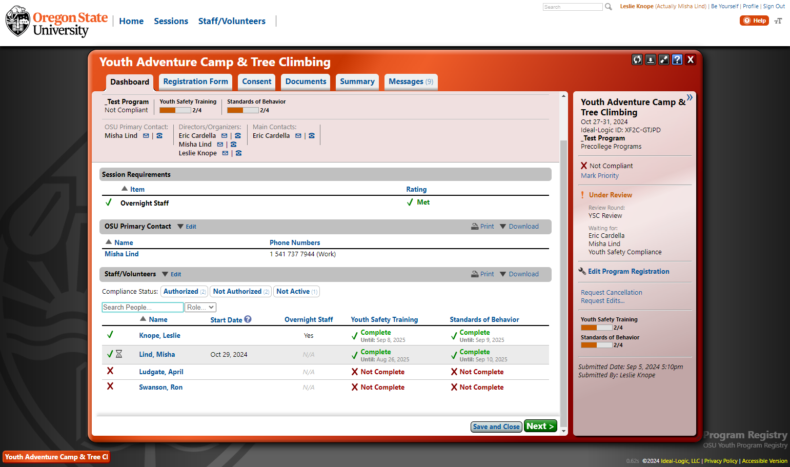 Select the compliance status for the requirement that needs to be completed