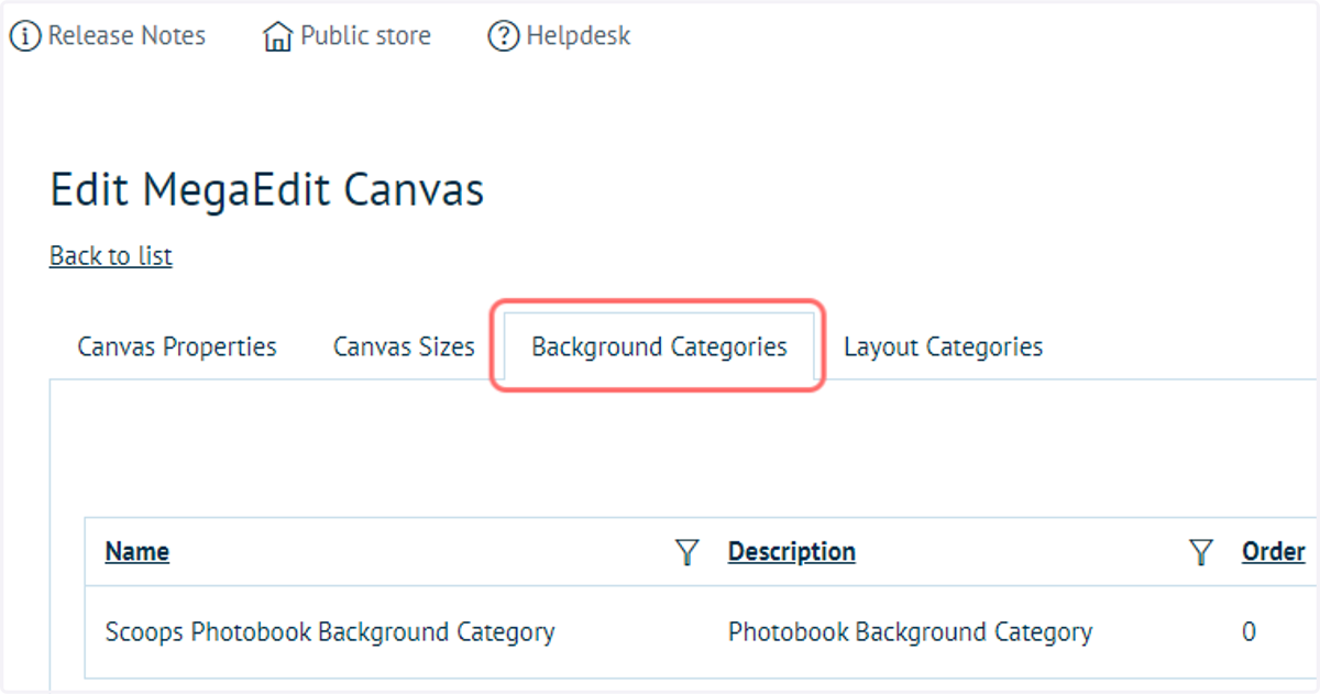 Click on Background Categories
