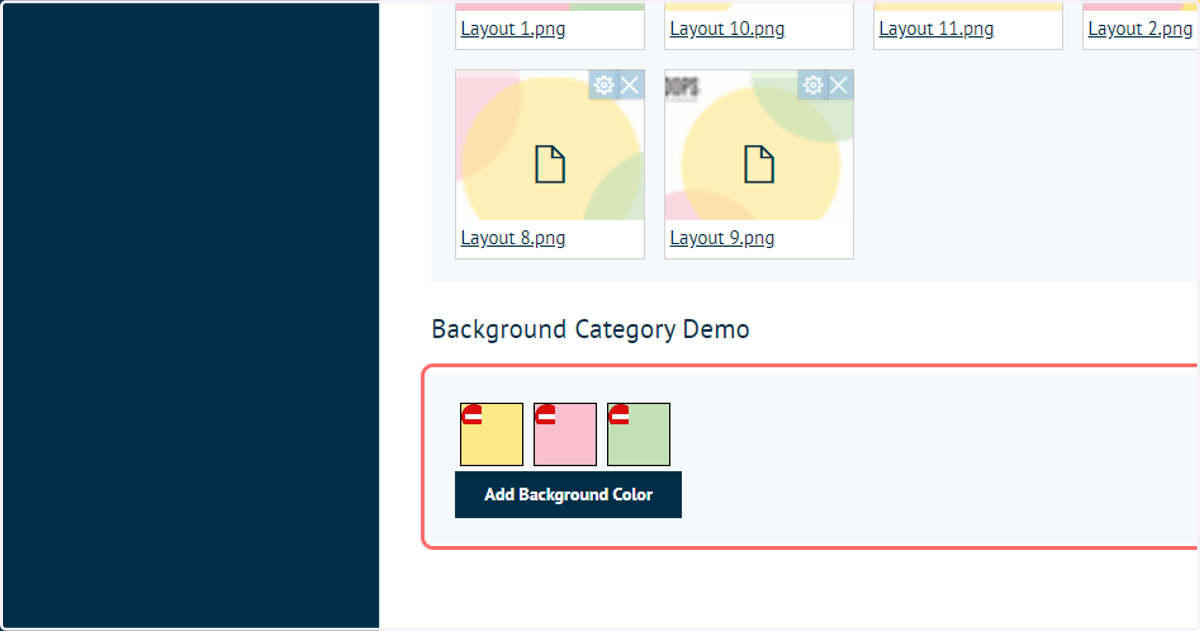 Multiple background colour options can be defined