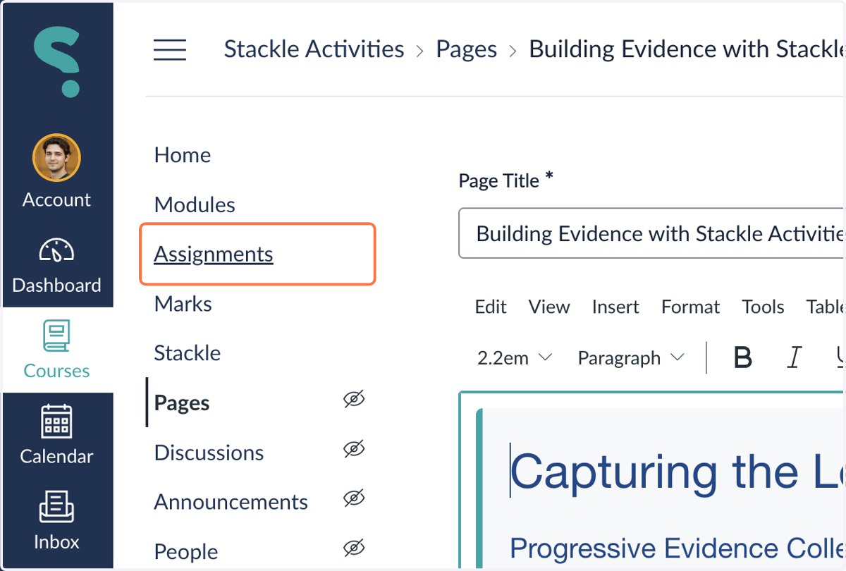 Select Assignments in your Course Menu