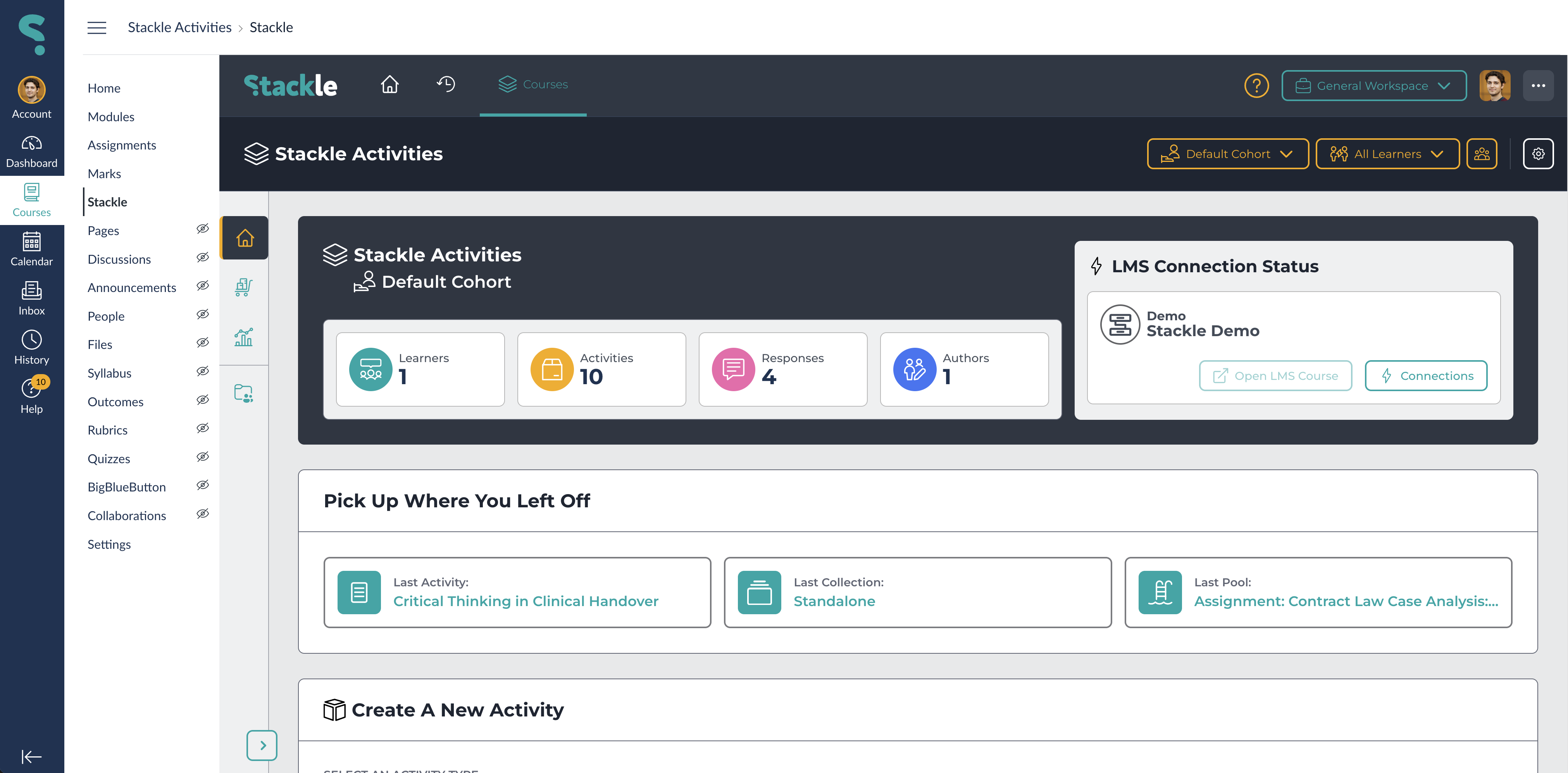 You can now access Stackle inside your Canvas Course
