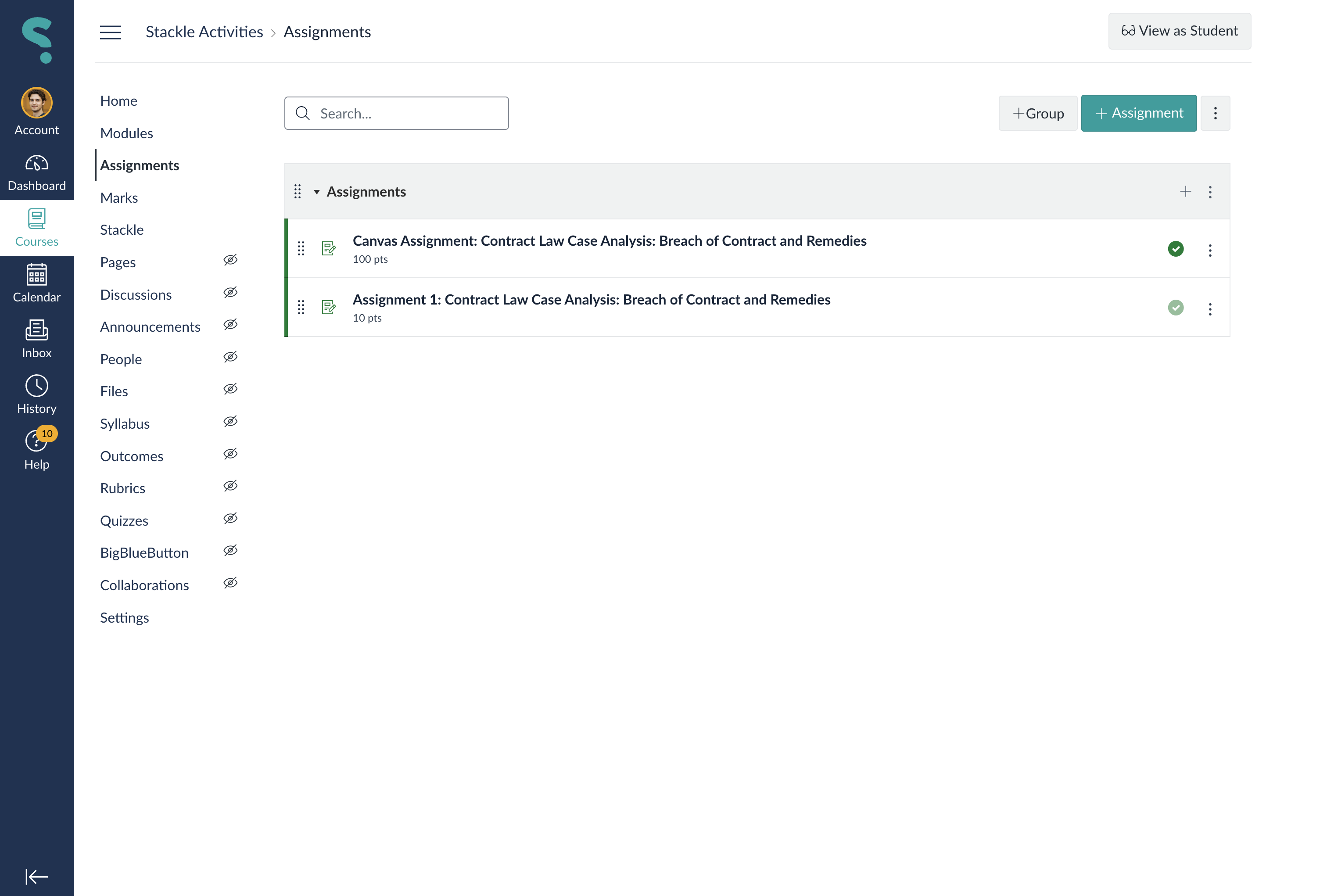 Select a new Assignment or an existing Assignment