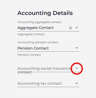 Click on the Accounting Social Insurance Contact drop down