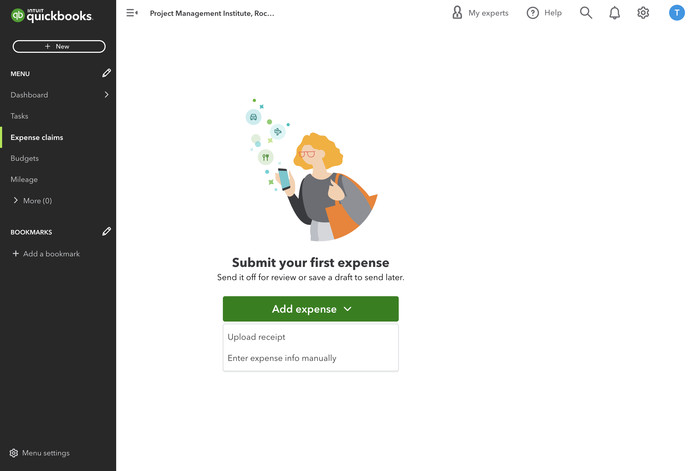 Choose "Upload receipt" to get started. This process will automatically attempt to extract info from the upload to populate the form.