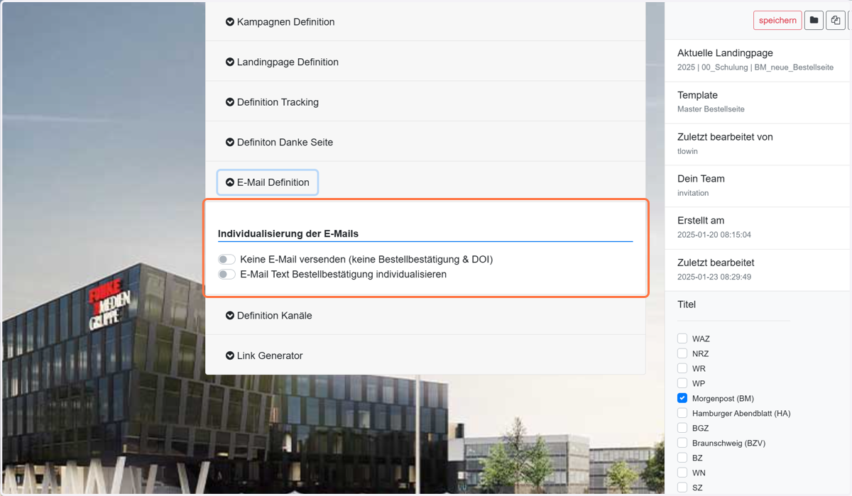 Auch die E -Mails, die aus BlauwSpark gesendet werden, kannst du editieren. BITTE NICHT OHNE ABSPRACHE!