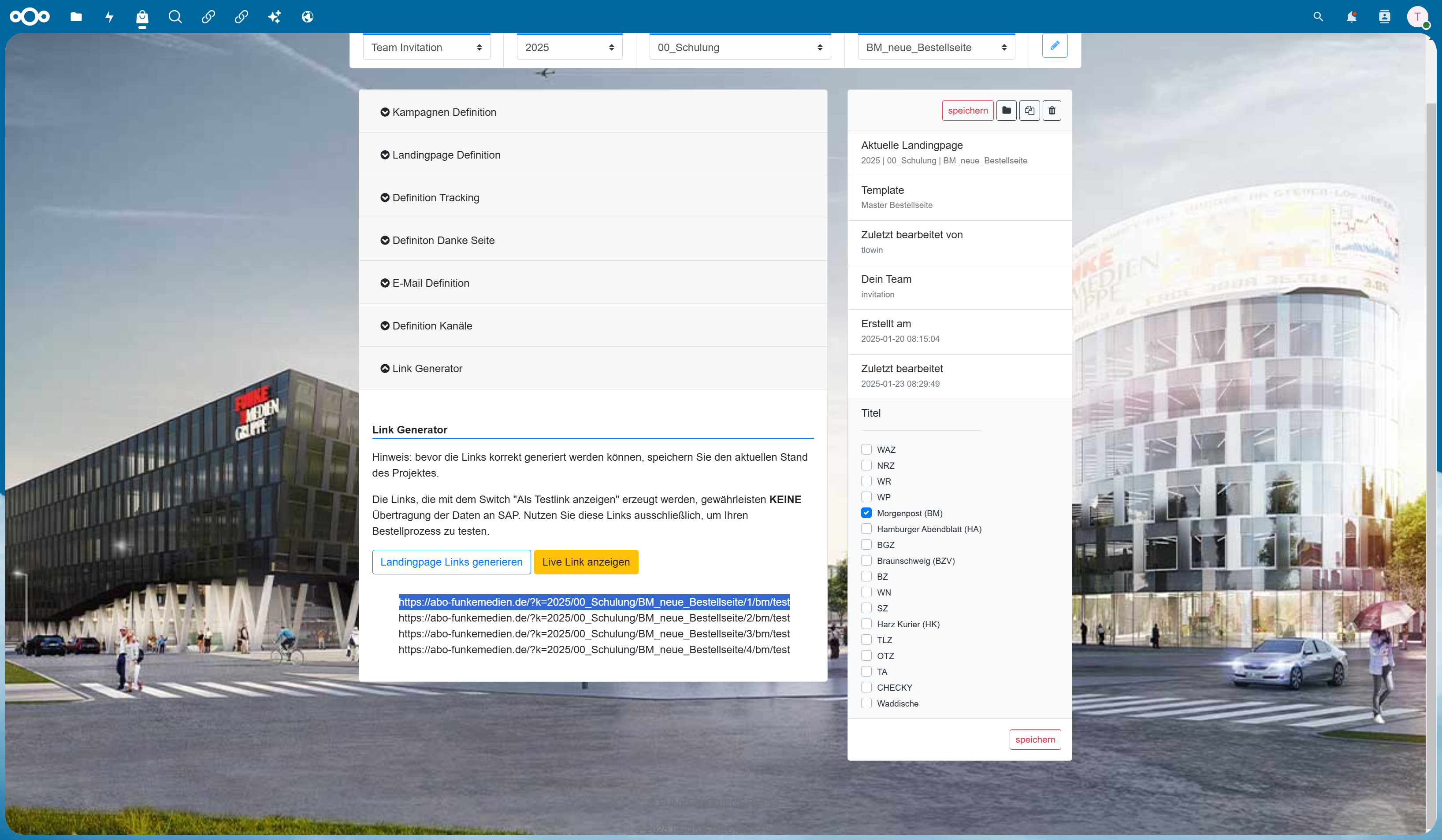 Kopiere dann den Link in einen neuen Browsertab