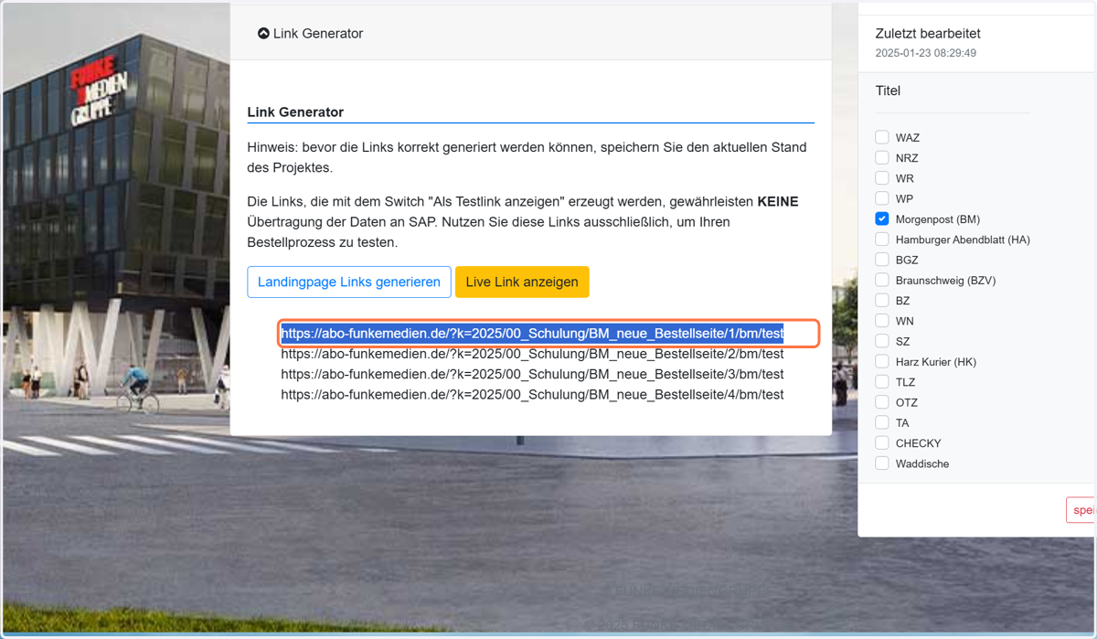 Kopiere dann den Link in einen neuen Browsertab