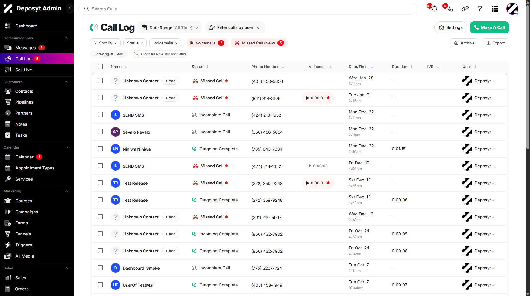 Step 2: You will be navigated to the Call Log.
