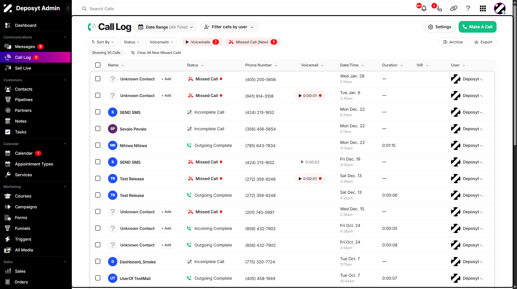 Step 2: You will be navigated to the Call Log.