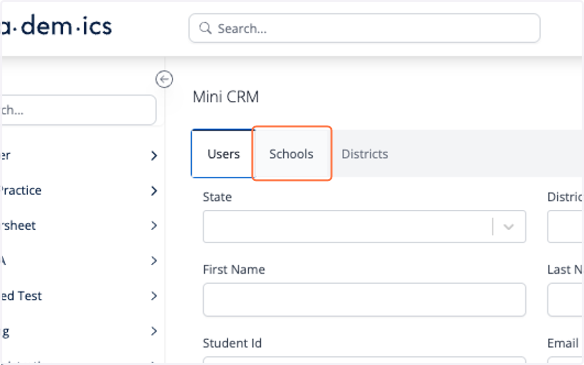Click on Schools