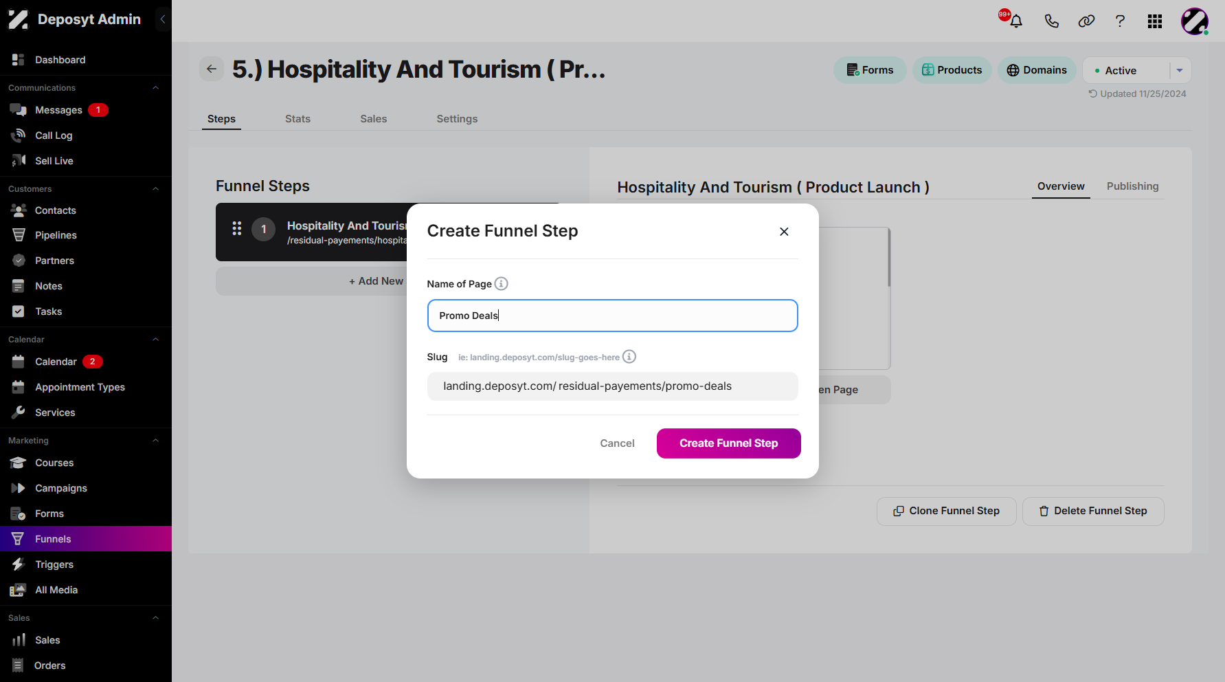 Step 7: Click the Create Funnel Step button once done to proceed.