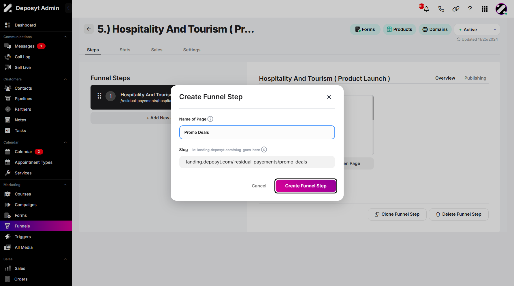 Step 7: Click the Create Funnel Step button once done to proceed.
