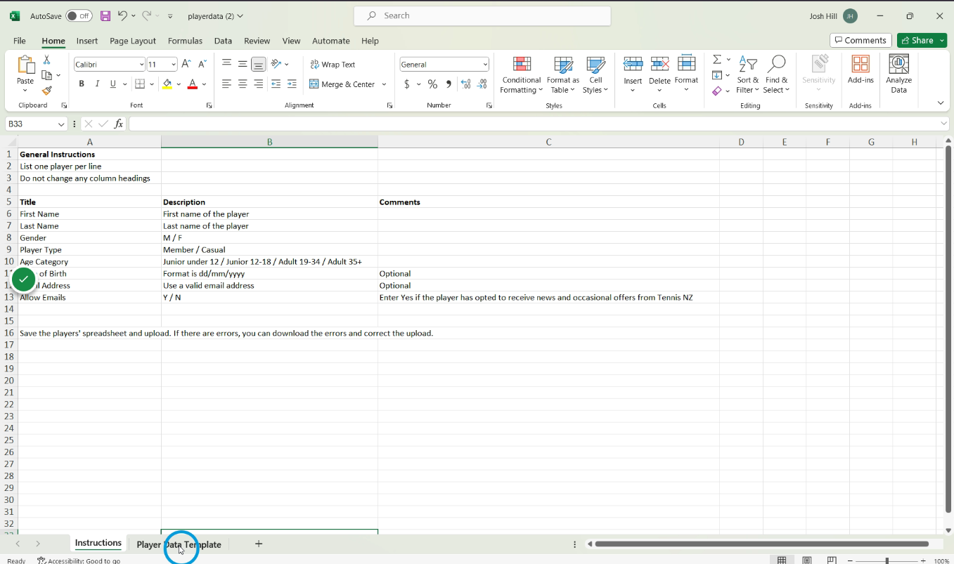 Have a read over the instructions on the first page, then click the Player Data Template on the bottom