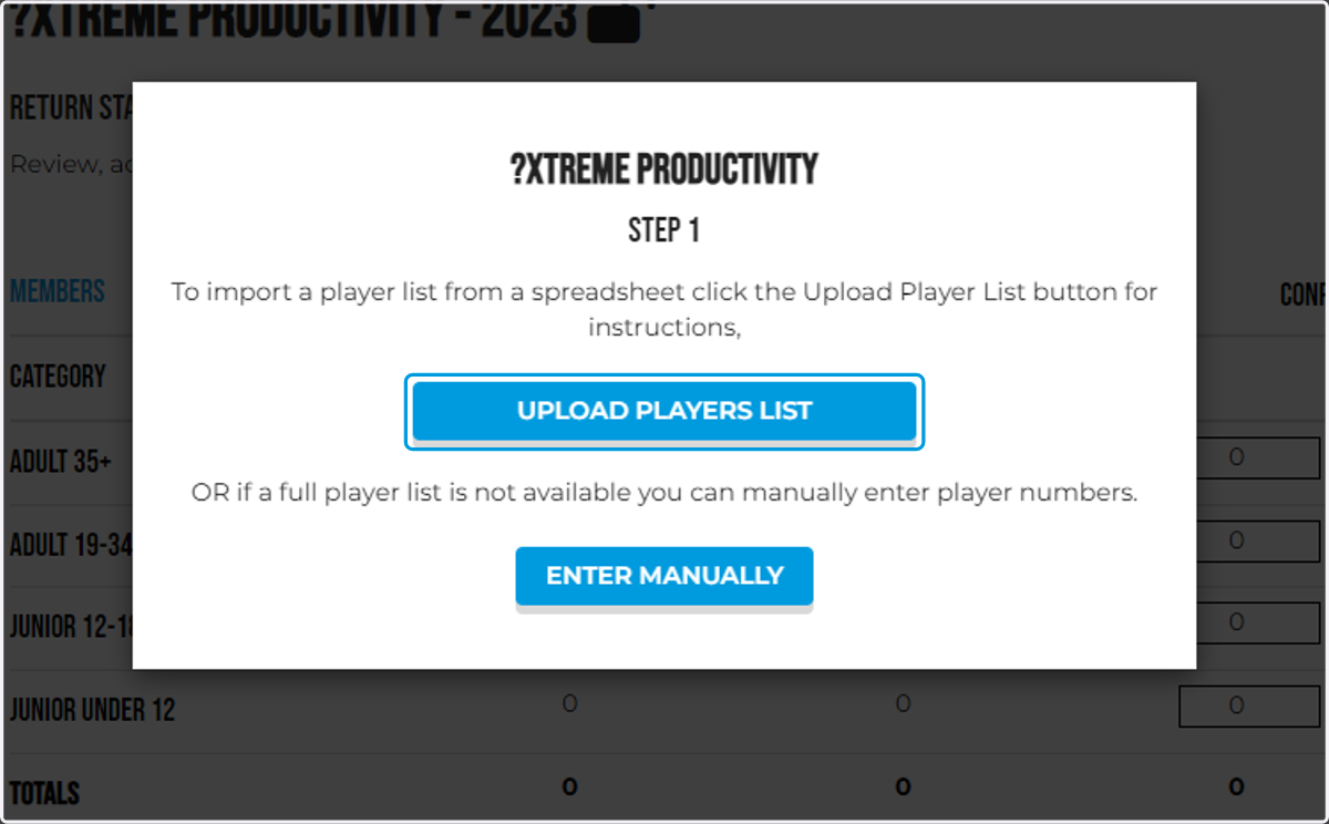 A window will appear which will show you two options. Click Upload Player List