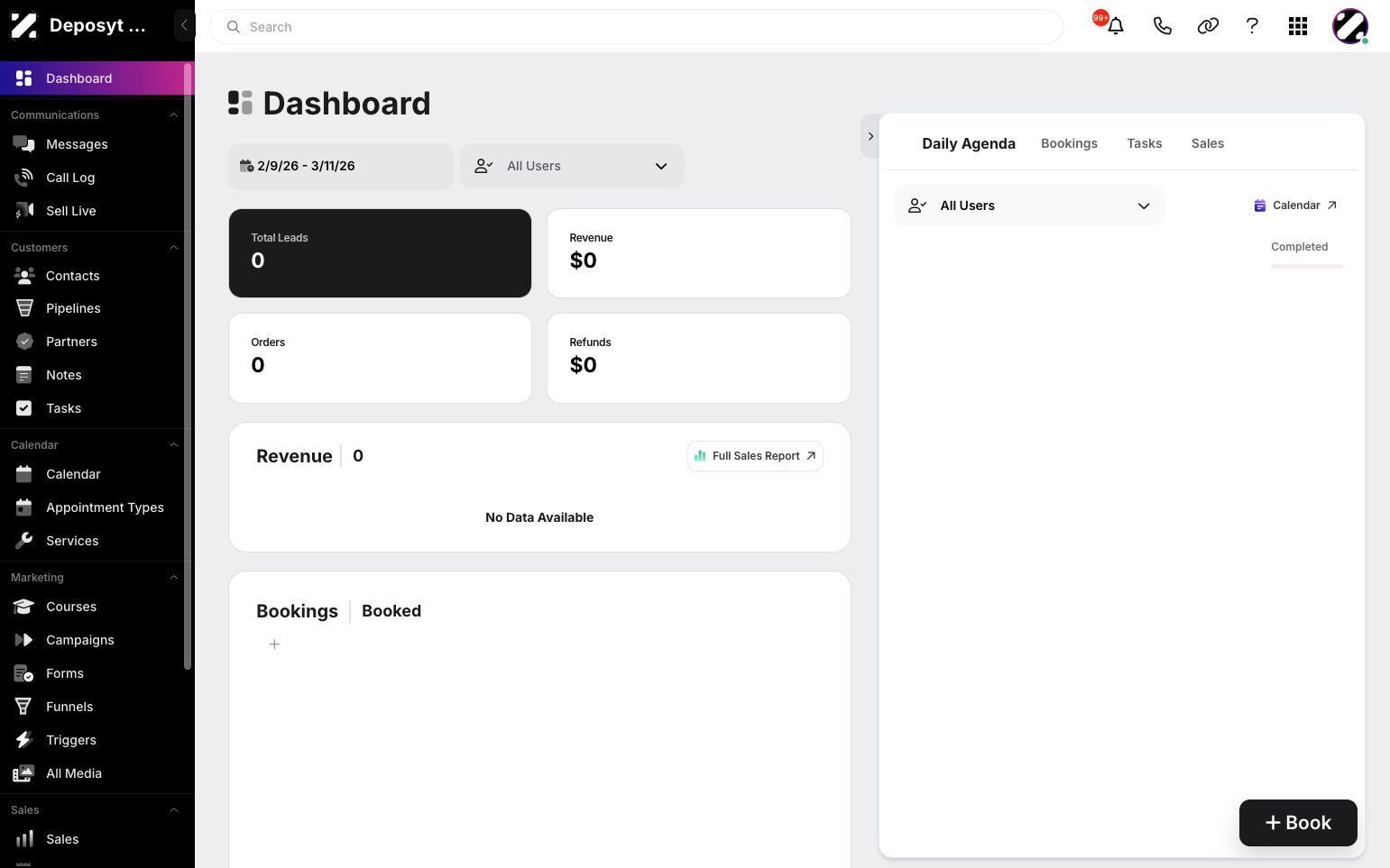 Step 1: On your Dashboard, navigate to the Forms tab under the Marketing section.