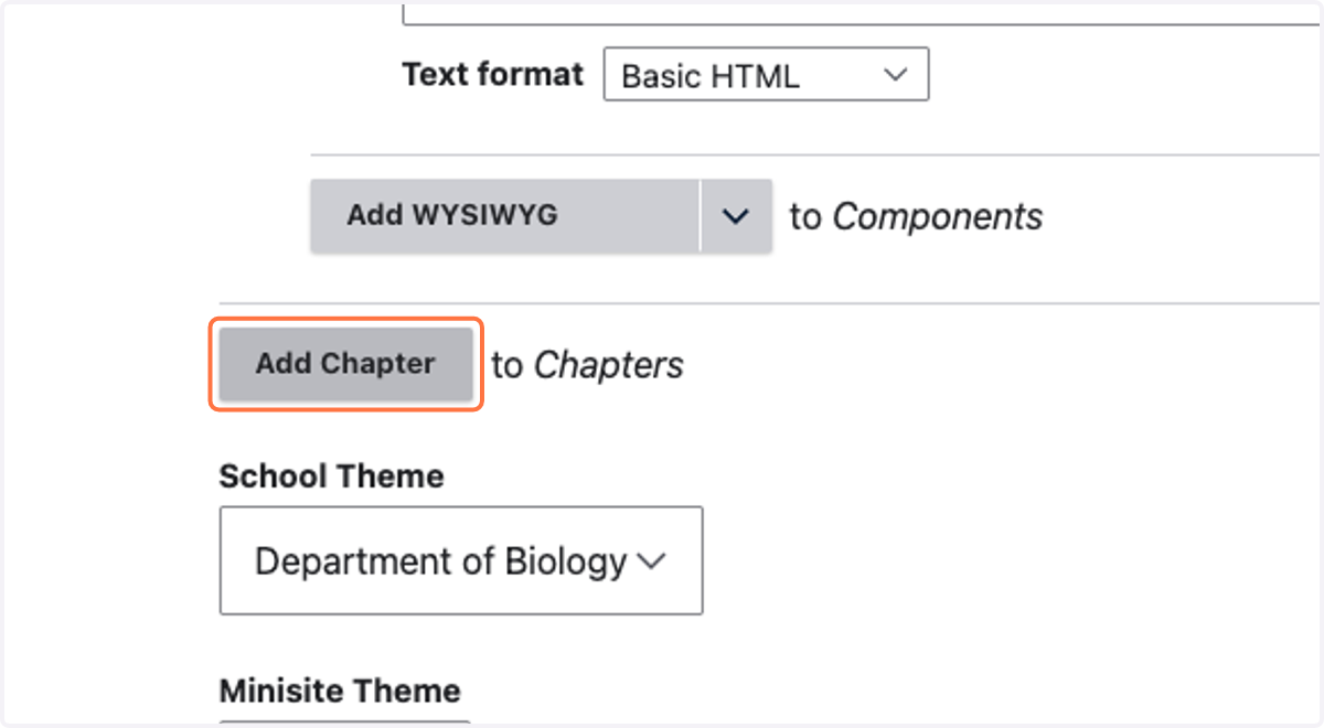 To add another chapter, click Add Chapter
