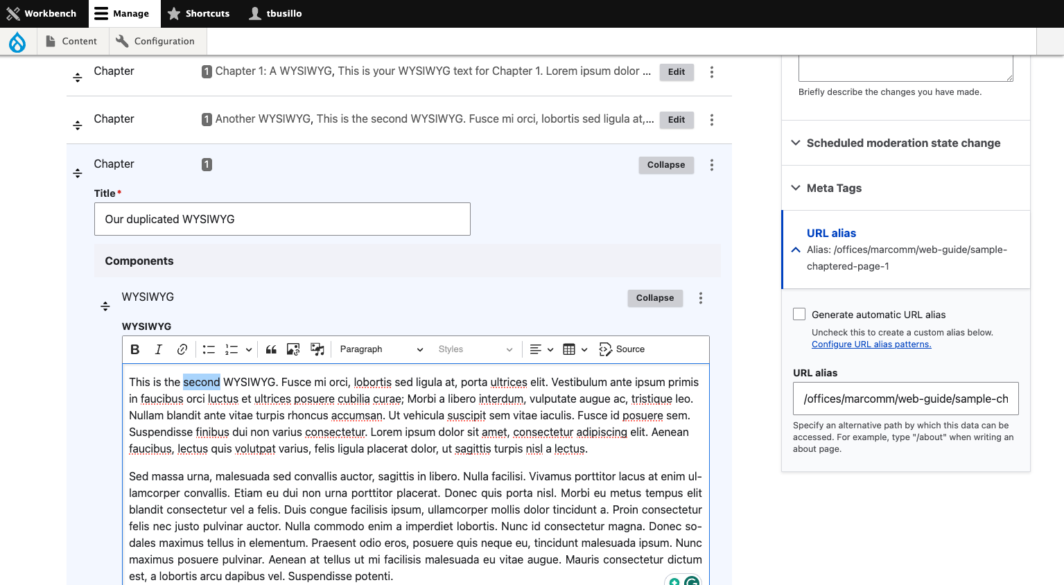 Now you can edit the contents of the duplicated chapter