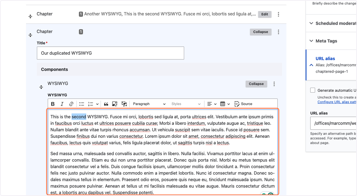 Now you can edit the contents of the duplicated chapter