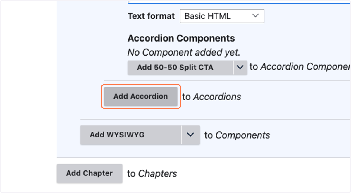 Click on Add Accordion to add another