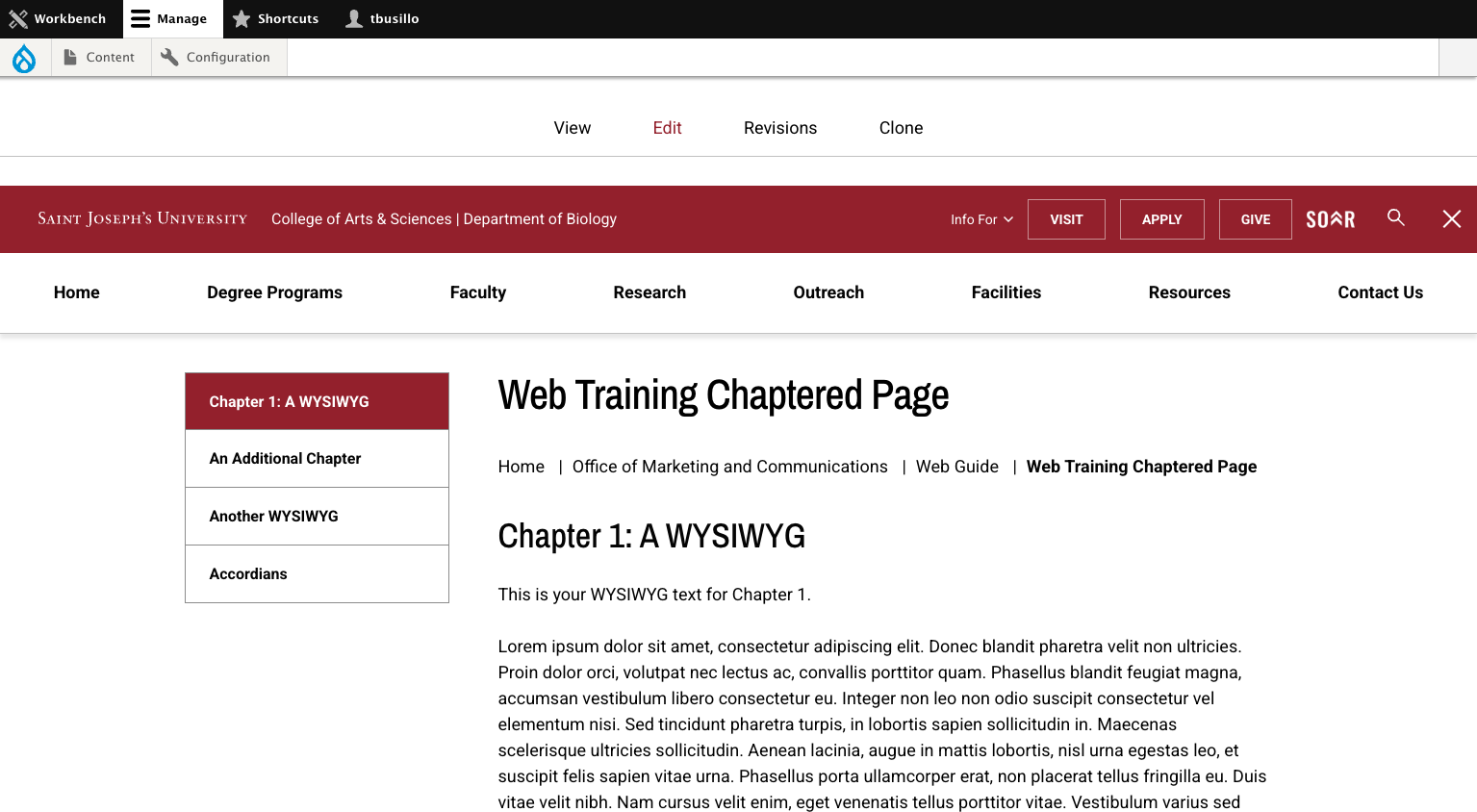 Let's say we want to remove a chapter. Click Edit.