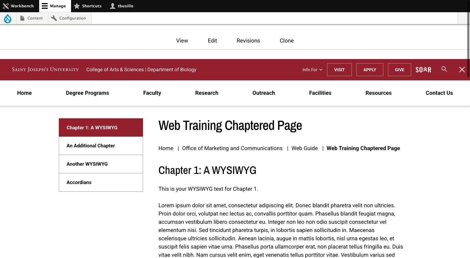 Preview your page and see that the chapter has moved up