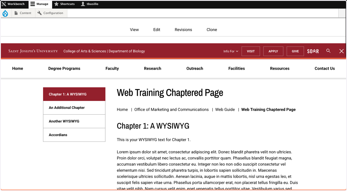 Preview your page and see that the chapter has moved up