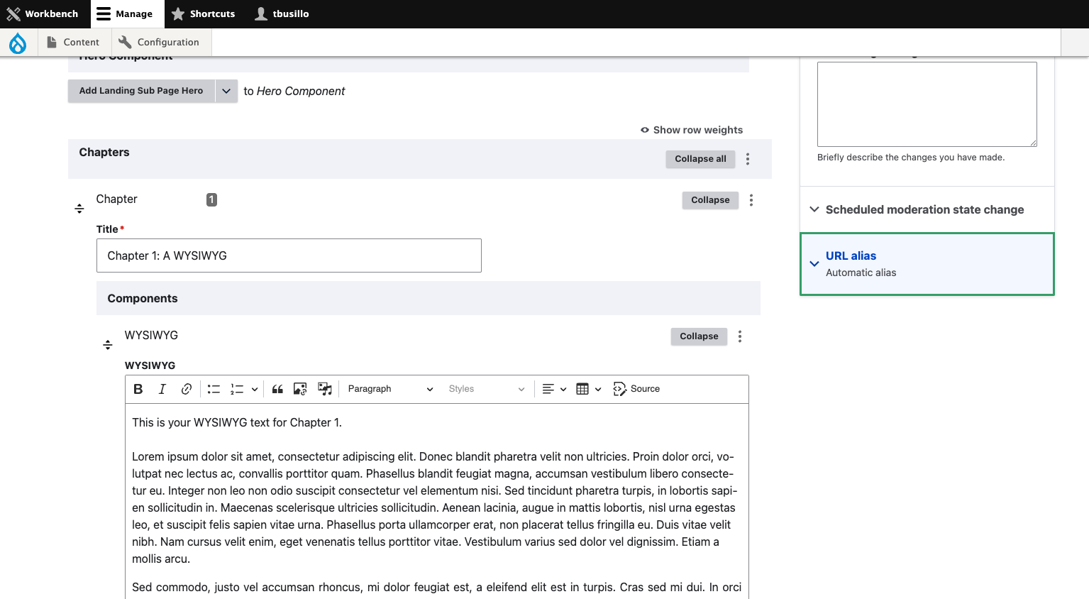 To set the URL of your page Click on URL alias