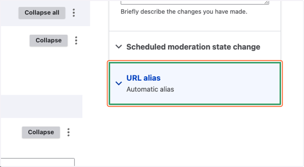 To set the URL of your page Click on URL alias