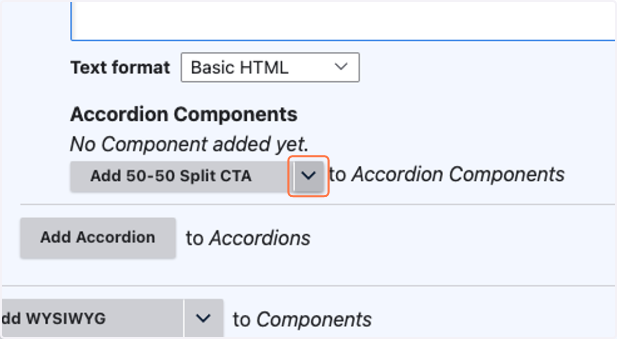 Click on the arrow next to "Add 50-50 Split CTA"