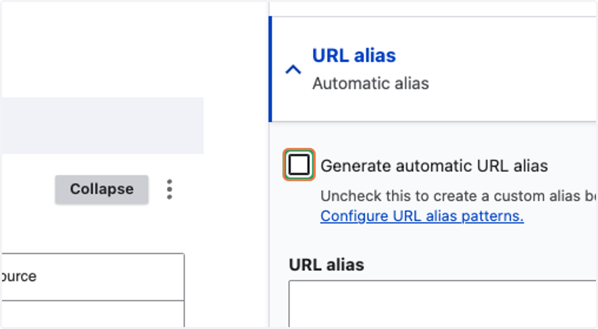 Uncheck Generate automatic URL alias
