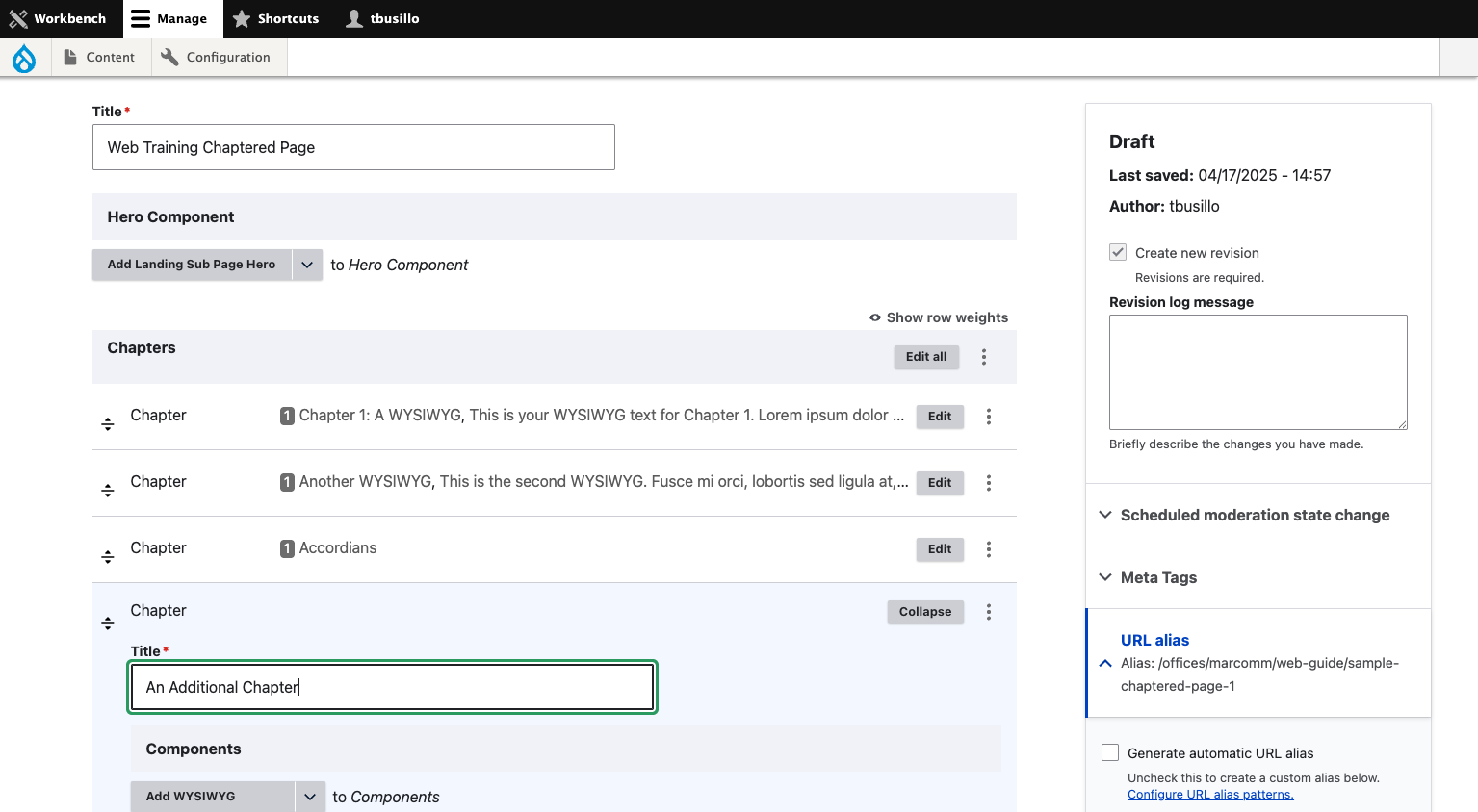 Type in name of your Chapter in the Title input