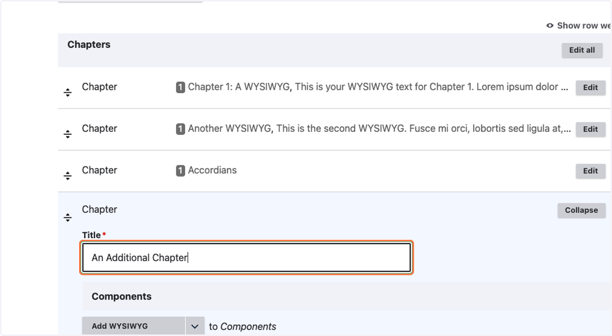 Type in name of your Chapter in the Title input