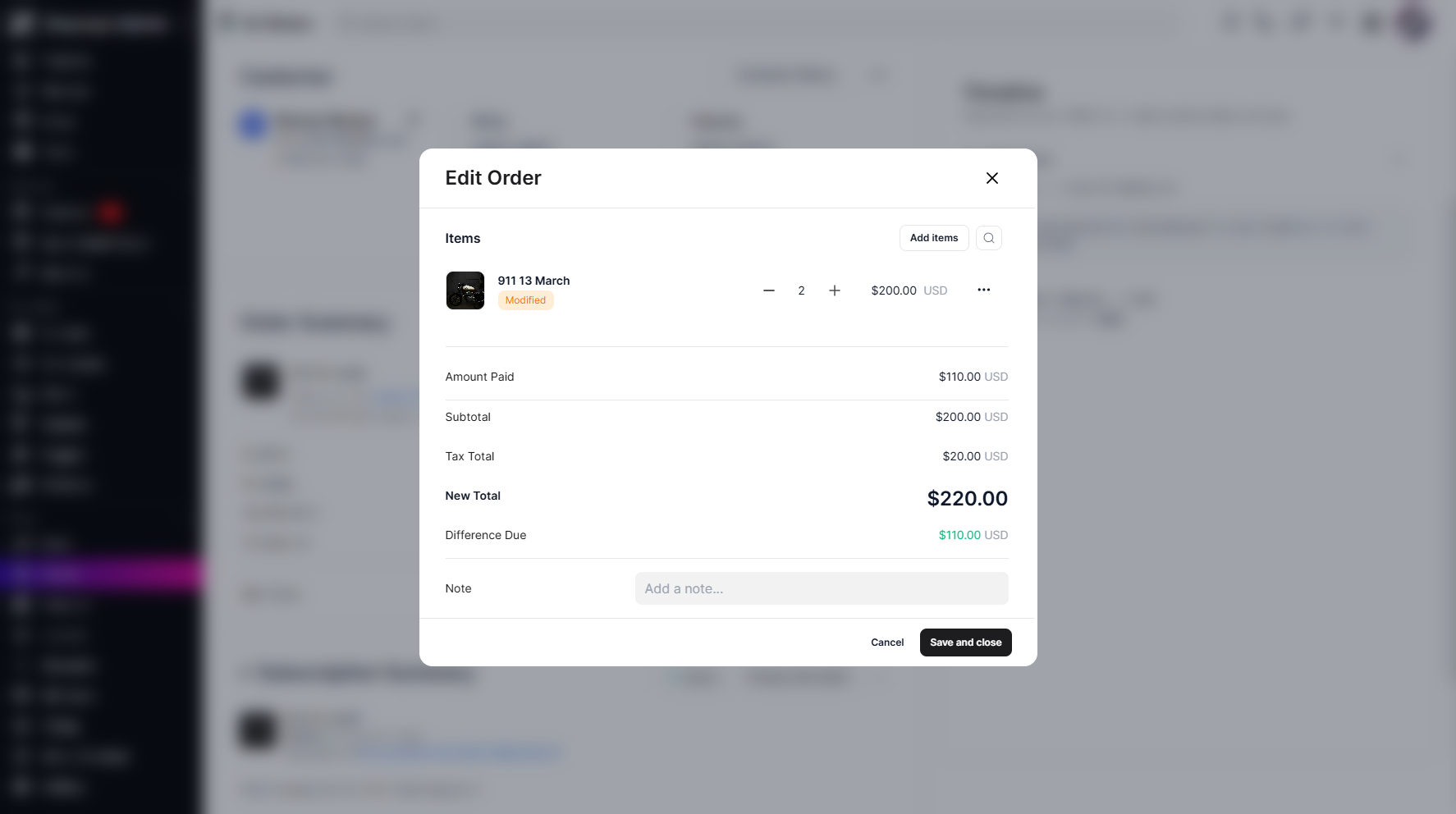 Step 7: Once you add a new item or adjust quantities, the pricing details will be displayed.