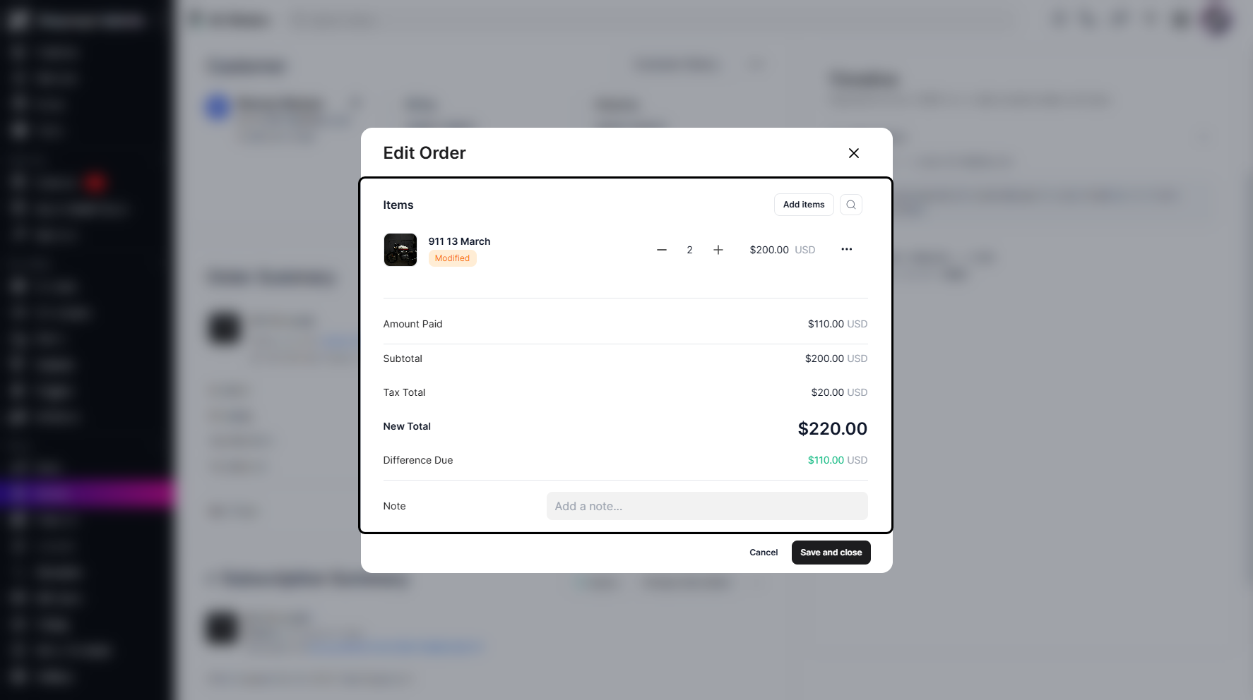 Step 7: Once you add a new item or adjust quantities, the pricing details will be displayed.