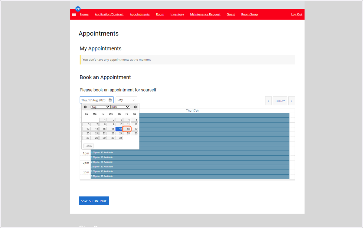 Click on the Calendar to select the assigned date