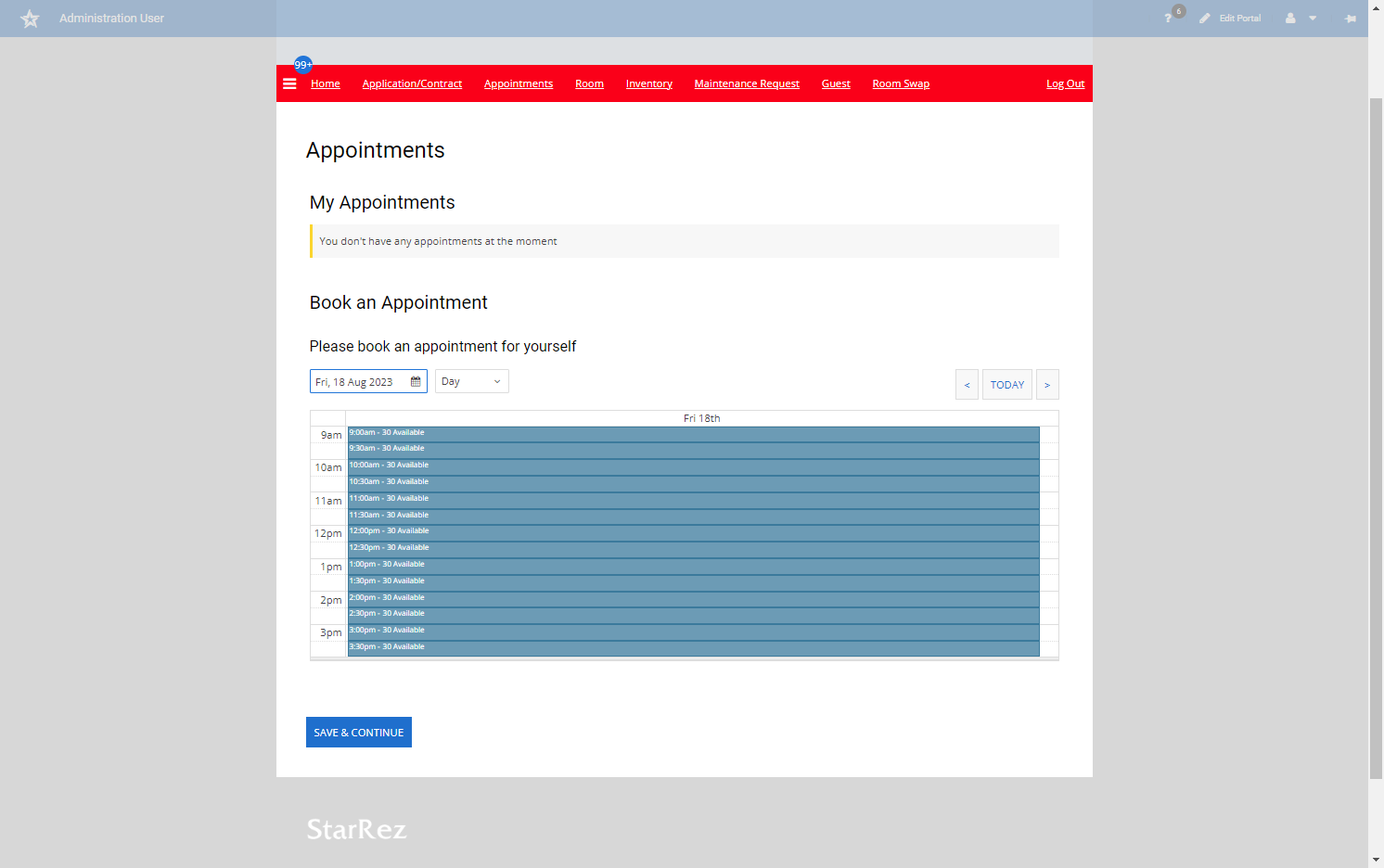 Click on the available timeslot